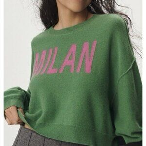 NWT Size S -  Anthropologie 100% Cashmere Milan Sweater in Green (NWT US$ 180)